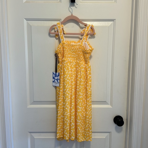 DVF Kid’s Smocked Tie Strap Ginkgo Yellow Midi Dress - DVF for Target XS - Picture 4 of 5